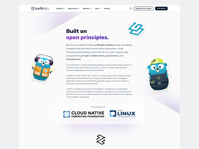 Sneak peek of the new about page for Traefik about gophers landing light marketing opensource page stickers traefik ui web