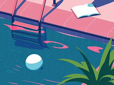 At the pool 3d animation calm cinema4d isometric motion graphics pool reflection relax retro summer water waves