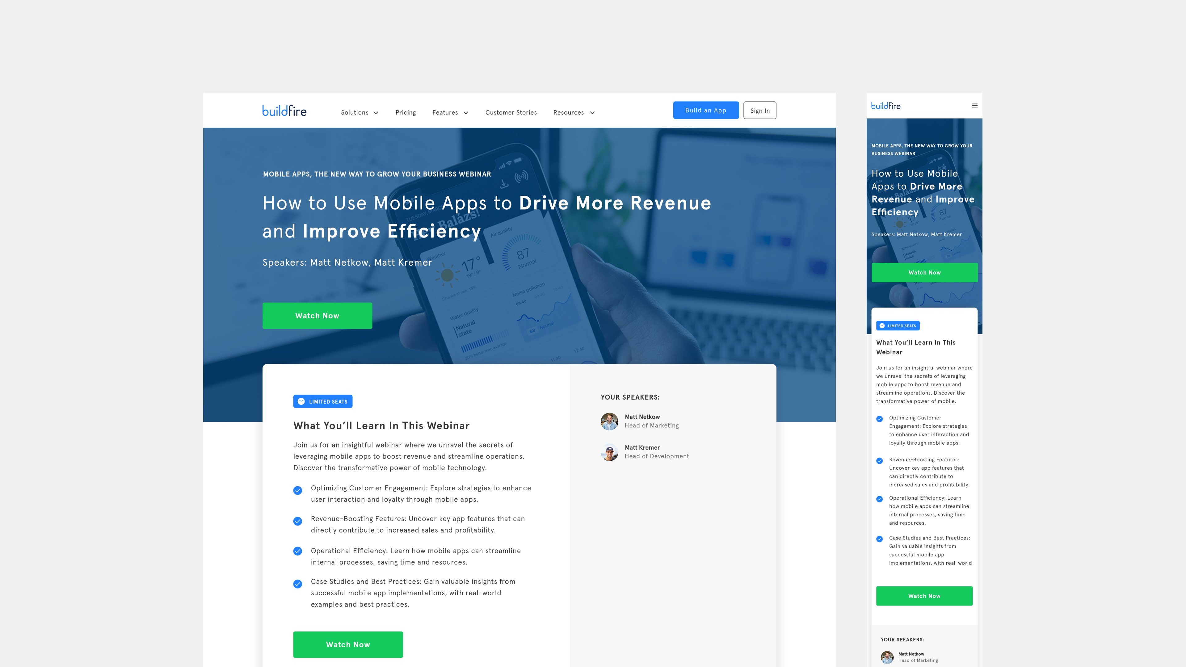 Webinar Page [BuildFire] company design education enterprise mobile online remote speaker teacher video webinar
