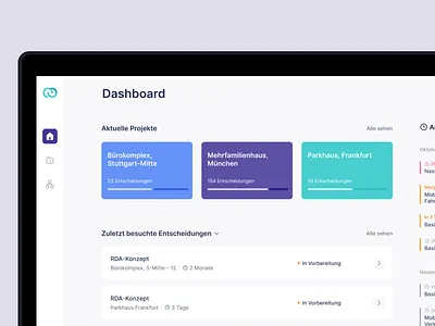 Project Dashboard | Management App analytics cards dashboard desktop list minimal navigation product projects sidebar software table task web app