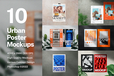 10 Urban Poster Mockups v5 branding design free mockup glued graphic design mock up mockup psd