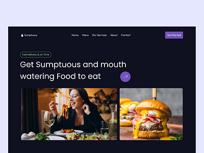 Sumptuous Meals : A Restaurant Website Design agency website best ui design delivery design diet food food delivery food website hero section landing page landingpagedesign restarant website ui uiux website design