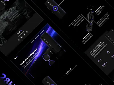 Blutooth Speaker Landing Page Design 3d product adobexd animation appdesign branding dark theme design graphic design illustration landing page logo motion graphics ui uiux ux web page