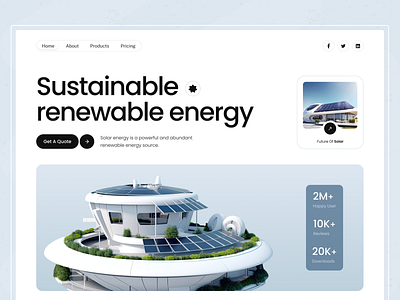 Futuristic solar web header design agency asthetic clean concepts ecoweb green green energy landing page modern renewable energy solar solar energy solar panel solar power web header website