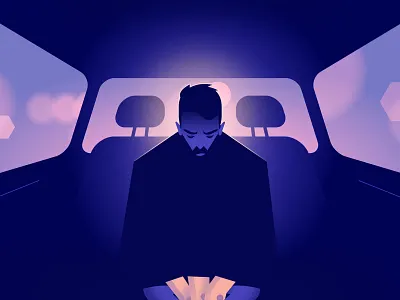 Mental health car character city colors depression flat illustration light man mental health minimal minimalist money motion video