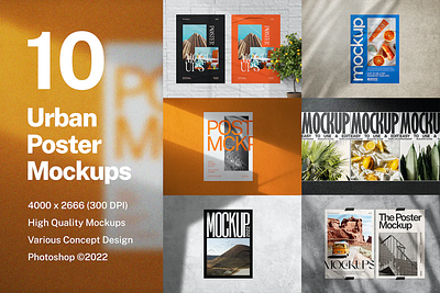 10 Urban Poster Mockups v1 branding free mockup glued graphic design mock up mockup psd