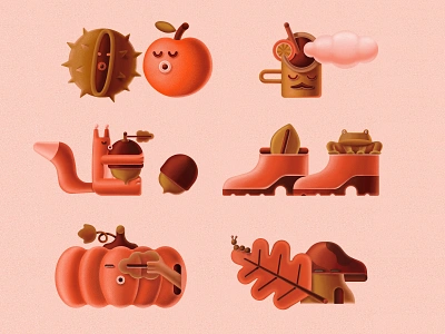 Autumn autumn character cup cute digital fall filters frog illustration leaf mushroom nut pumpkin snapchat squirrel stickers vector