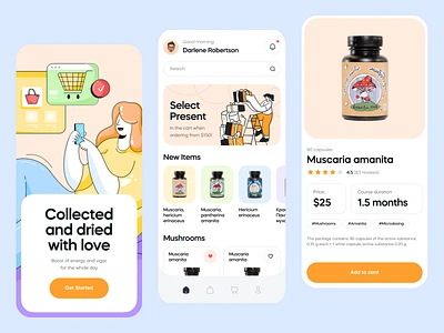 Amanita - Mushrooms Mobile Store app design flat design ios minimal mobile app mobile app design mobile shopping mobile store mobile store app phone app store app store design ui inspiration ui ux design