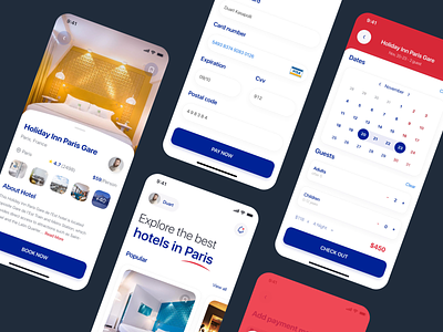 Hotels in Paris - Booking App animation appointment booking case study hotel mobile app paris product design ui ux