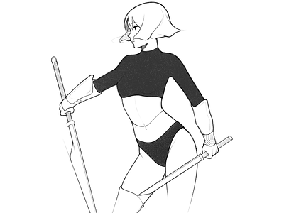 warrior assassin black and white cartoon character character design comic details drawing fantasy girl illustration line minimal monochrome pencil procreate rogue simple warrior