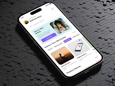 Teen mental health UI mobile app design app application branding design graphic design health health wellness healthy life mental wellness mobile app mobile app animation motion graphics teen health ui uiux ux wellness