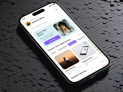 Teen mental health UI mobile app design
