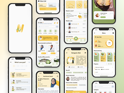 Nutrizee — Nutritional App mobile app mobile app design nutrition app nutrition consultation nutritional nutrizee ui ui mobile app ui mobile apps user interface yellow green mobile apps
