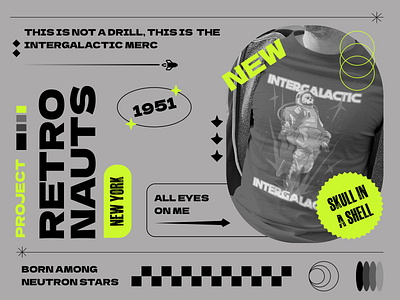 RetroNauts Merch (Brutalism Study) branding brutalism graphic design merchandise productdesign retro retrofuturistic