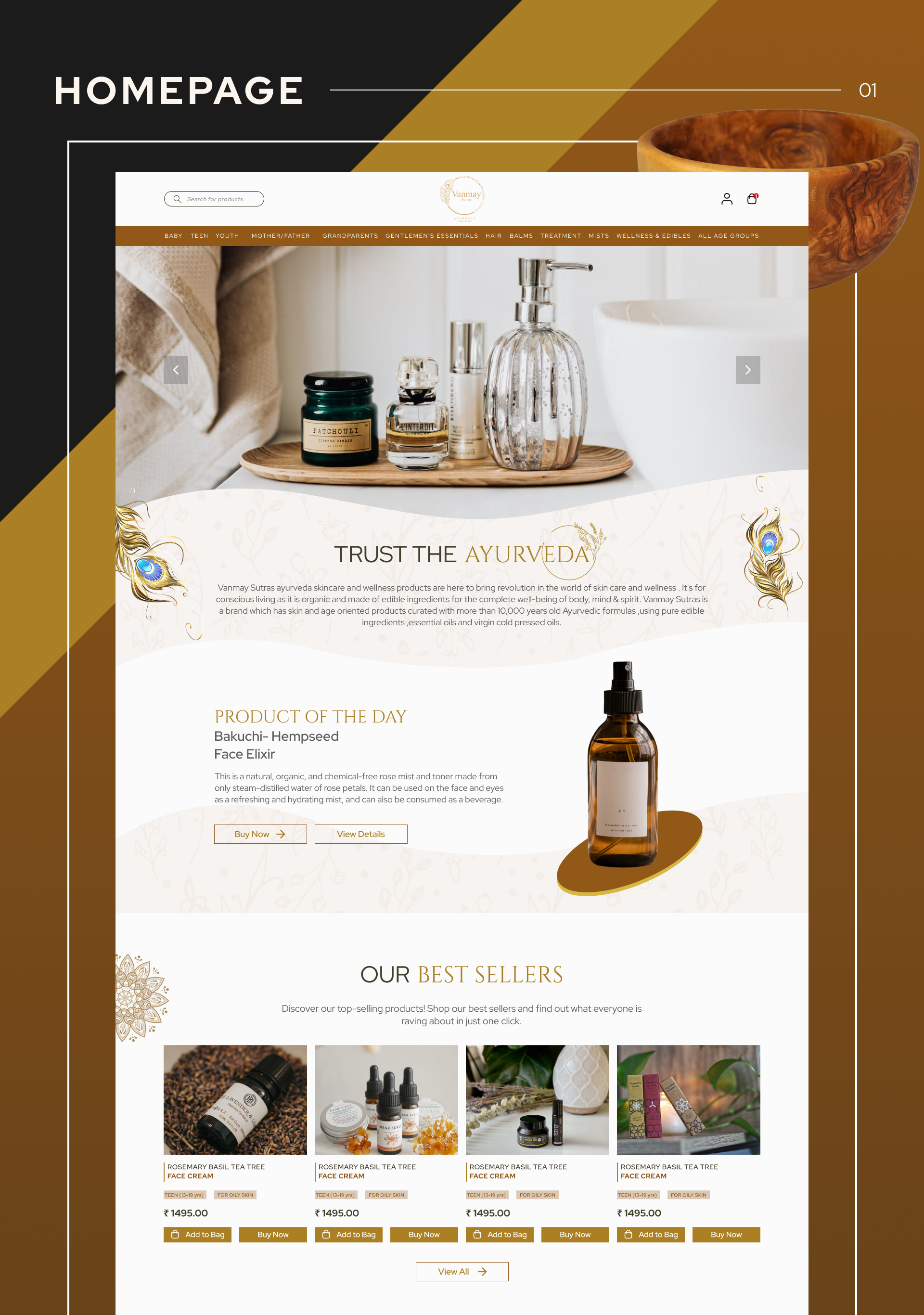 Vanmay Sutras - Skincare Website Design UI ayurveda beauty beauty brand categories e commerce homepage layout natural product product page skincare brand skincare website small business ui design uiux web design
