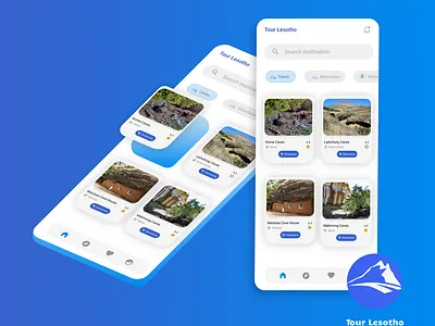 Tour Lesotho | Travel app Design aesthetic android app blue creativity design lesotho mobile mobile app travel ui usability ux