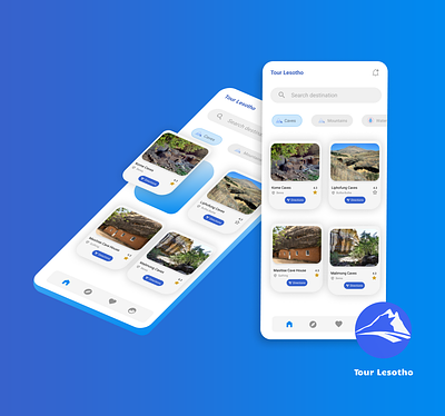 Tour Lesotho | Travel app Design aesthetic android app blue creativity design lesotho mobile mobile app travel ui usability ux