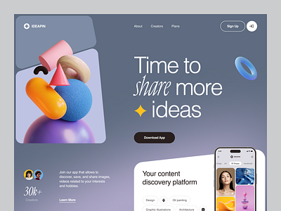 Ideapin Website design interface product service startup ui ux web website