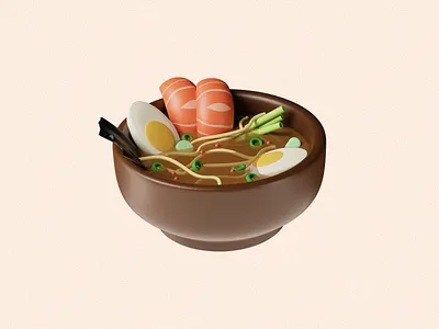 Ramen 3D 3d 3d art 3d blender 3d design 3d icon 3d illustration 3d modeling asian blender design food graphic design icon illustration japanese motion graphics ramen render salmon ui
