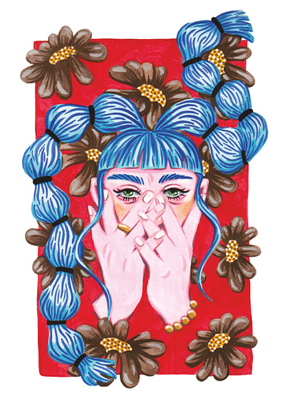 Flower Gouache Portrait aesthetic art anime artist character colourful art creative design emilieharmonyart expressive art flowers gouache illustration illustrator manga meaningful art nature painting plants portraiture traditional art