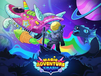 Magic Adventure Crash: Case Study 2d game art bet casino crash crypto crypto game design gambling game game interface illustration magic nft product design space spaceship ui uiux