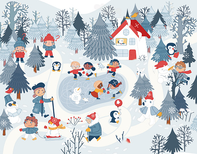 Winter wonderland / wimmelbild character design children illustration holidays illustration magazine vector wimmelbild wimmelbuch winter
