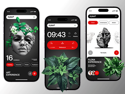 Flora - Mobile App Concept branding clean concept creative dark digital gardening green illustration inspiration mobile modern design red stylish ui uitips uitutorial ux