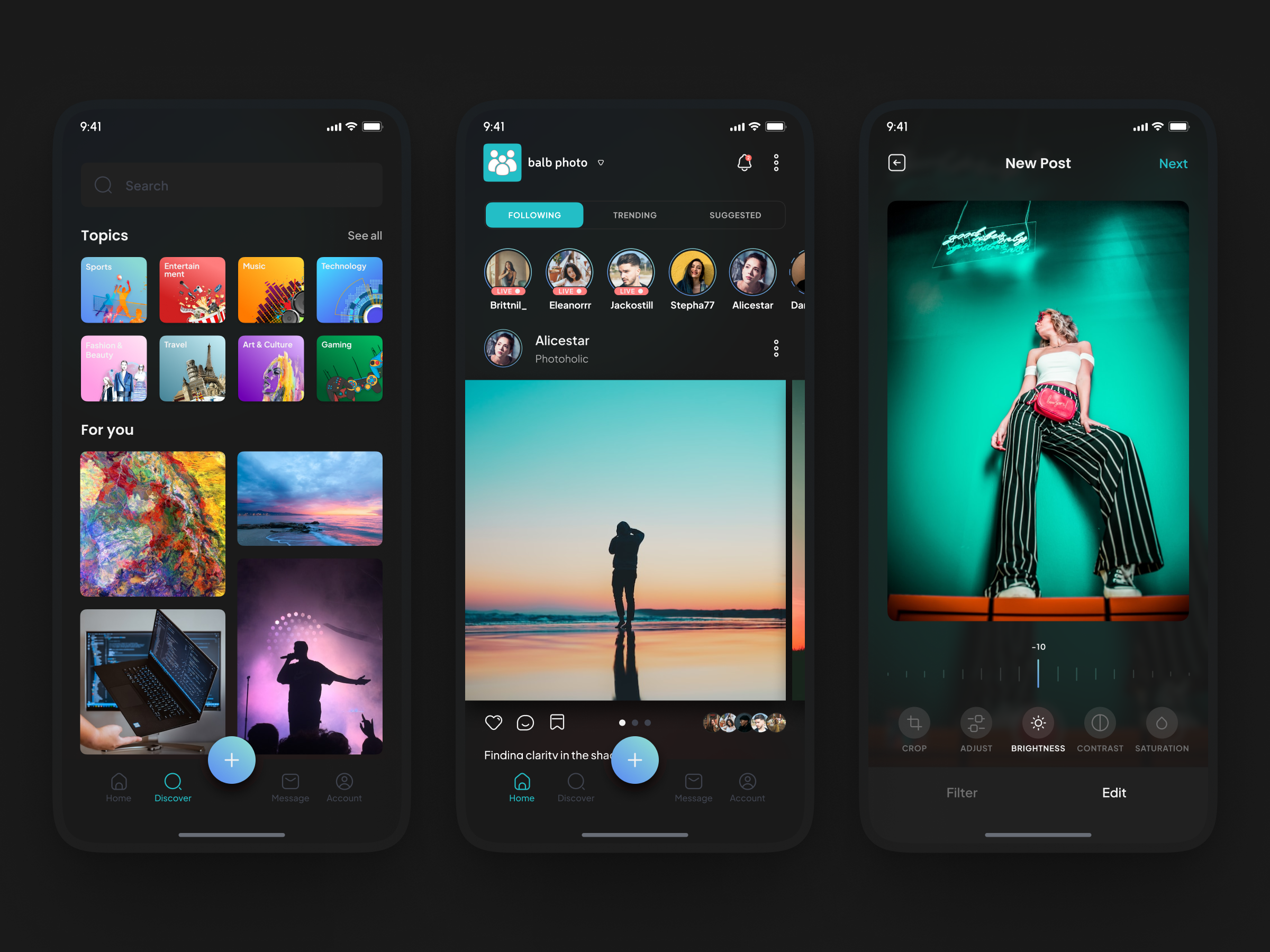 Social Media App Design android app branding clean design designconcept designgoals dribbble figma homepage ios logo mobile onboarding socialmedia ui uikit ux