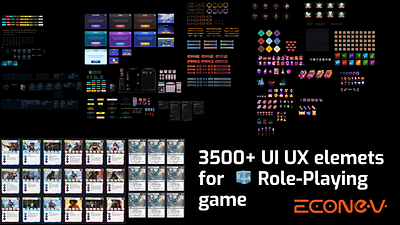 🧊 3500+ UI Elements for role-playing game by econev app branding controls design econev elements evgheniiconev figma game gameui gaming graphic design illustration lizzardlab logo ui ux vector
