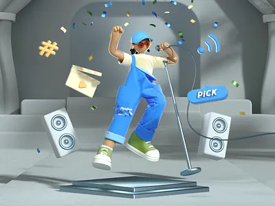 Pickcat IP character design 3d branding c4d graphic design ip character design marvelous design octane programming community skeleton binding social platforms