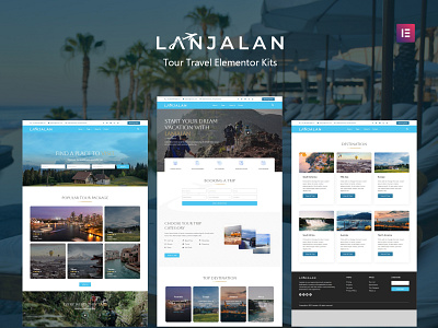 Lanjalan - Tour Travel Elementor Template Kits destination elementor foreign light blue template template kits tour travel trip ui design web design website website design wordpress