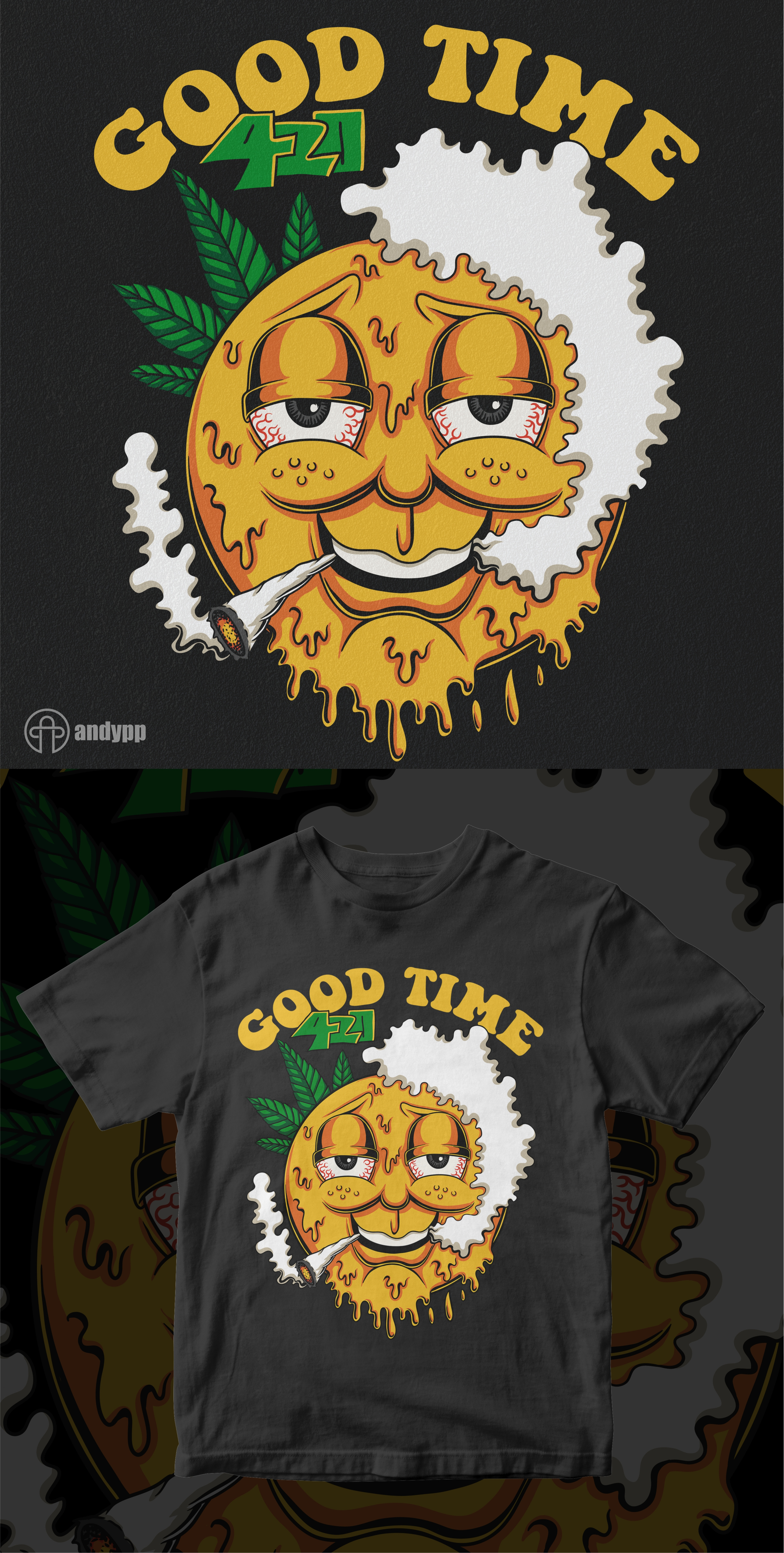 Melting Emoji emoticon 420 ( for sale ) 420 90s art artwork cannabis classic80s cool design emoji emoticon face head high illustration marijuana retro shirt t shirt vintage