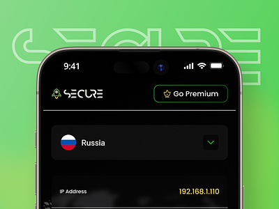 SECURE - A TRUE VPN APP app app design black dark mode ui dark ui design figma future green hire me ui ux vpn vpn app vpn app design vpn app design ideas yellow