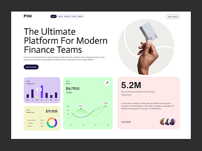 FINI- Finance Landing Page finance finance landing page landing page ui ui design ui designer uiux design website