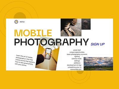 Landing page for an online course on mobile photography design made in figma ui web webdesign website website concept