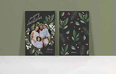 Holiday Card / Rounded Shape Greenery graphic design holiday card design illustration typography