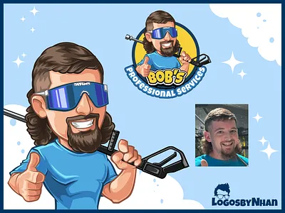 Bob's Professional Services avatar caricature cartoon cartoon character cartoon logo cartoon mascot design handyman homeservices illustration logo logo creation logo maker mascot mascot logo pressure washing