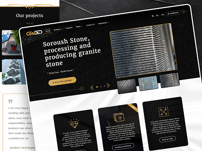 Stone Mining Industry Web Design black gold design mining industry mobile first stone company ui ux design web design