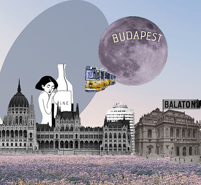 Budapest adobe photoshop balaton budapest collage collage design digital collage poster poster design purple spot vine wine
