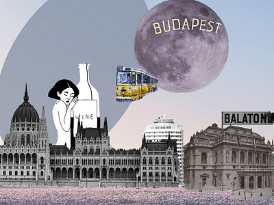 Budapest adobe photoshop balaton budapest collage collage design digital collage poster poster design purple spot vine wine