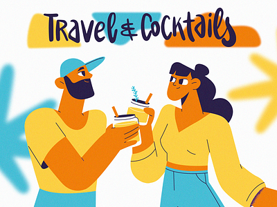 Travel Cocktails* brand identity branding bus character character design cheers cocktail illustration mugs travel typography