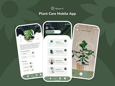 Bloomit, Plants Care Mobile App design figma figmadesign mobileapp mobileapplication ui uiux uiuxu user experience user interface ux