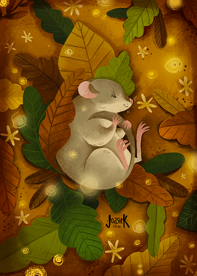 Sleeping mouse animal digitalpainting illustration procreate