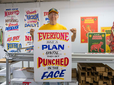 "Everyone Has A Plan" boxing ches perry chicago grocery store hand painted paper sign poster right way signs sign painter sign painting typography