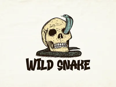 Wild Snake Logo Design 2d design branding design graphic design illustration logo skull skull logo skull vintage logo snake snake logo snake vintage logo vector vintage vintage logo wild
