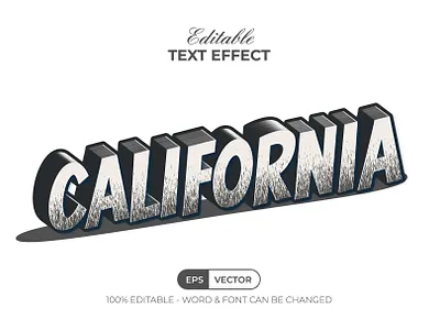 California Text Effect 3D Isometric Grunge Style 3d alphabet design editable effect font grunge letter lettering logotype style text type typeface typography vintage
