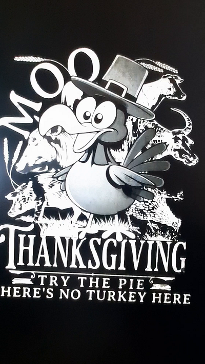Turkey Moo Funny Thanksgiving Costume Shirt Design black and white cow farmer funny humor retro thanksgiving turkey