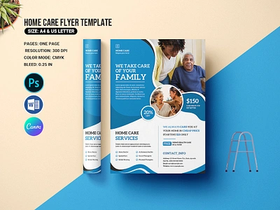 Senior Care Flyer business canva care flyer care service clean corporate creative editable elderly home care family care family care service home care home care service modern ms word photoshop template printable senior senior care senior care flyer