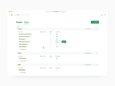 Profit-sharing Employee Plan - User Roles admin ai dashboard design enterprise finance minimal money plan product design saas software table ui ux uxui web app web application web3