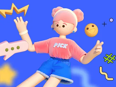 Pickcat IP character design 3d animation branding c4d graphic design ip character design marvelous design motion graphics octane programming community skeleton binding social platforms